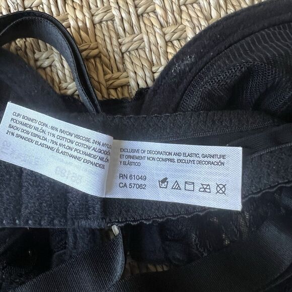 Wacoal Womens Bra 38D BLACK Arabesque 85199 Black Lace UNDERWIRE LACE Semi-Sheer - Picture 6 of 6